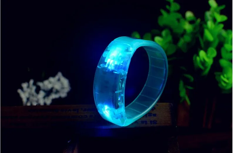 Novelty Lighting Music Activated Sound Control Led Flashing Bracelet Light Up Bangle Wristband Club Party Bar Cheer Luminous Hand Ring Glow Stick Night Light