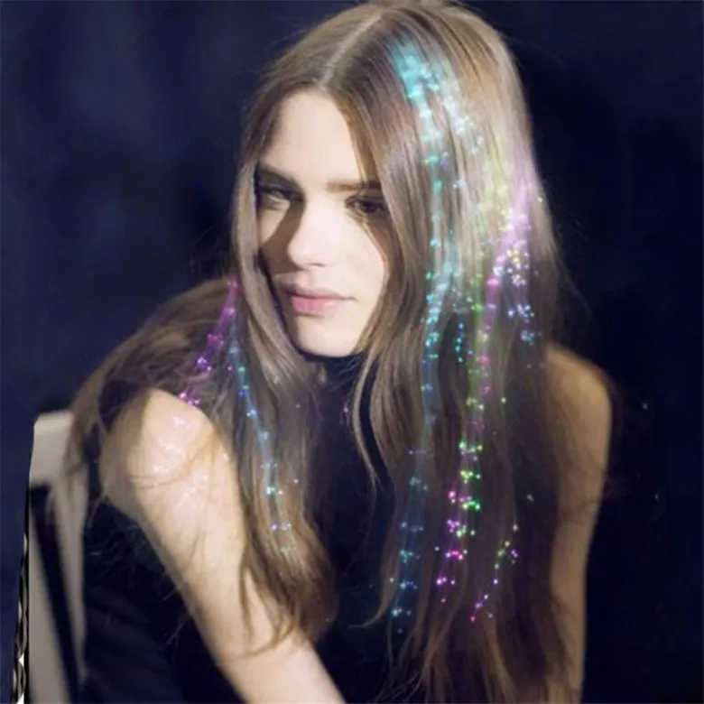 2018 Surprise price by DHL Flash Night Lights Braid Luminous Light Up LED Hair Extension Party Hair Glow by fiber