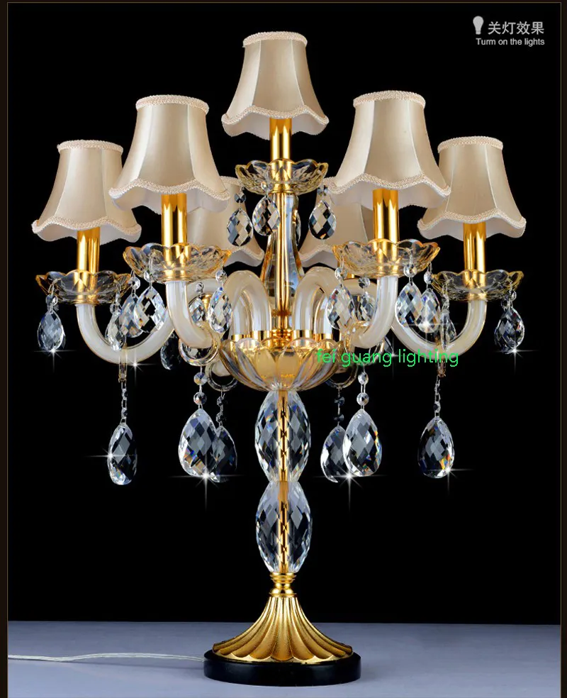 Luksusowe złote europejskie kryształowe lampy stołowe LED Dekoracyjne światła