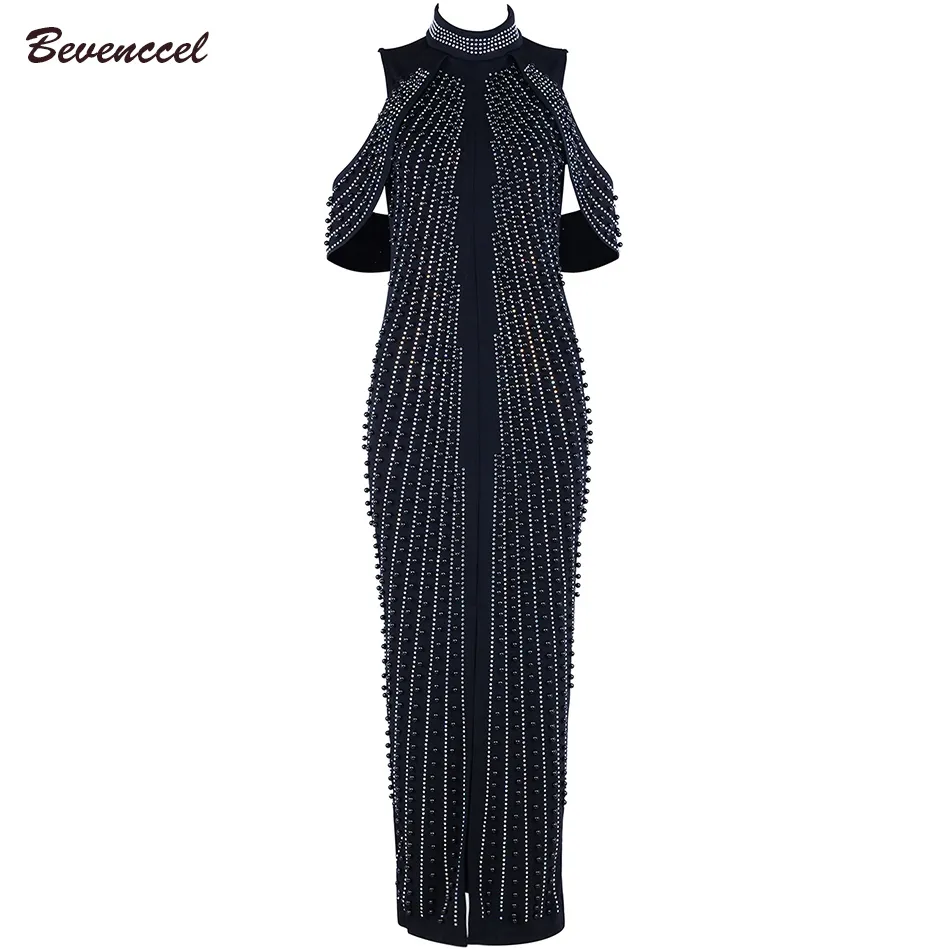 2018 Chic Mulher Preto Branco Sem Mangas Frisado Vestido Celebridade Evening Party dress Gola Alta Sexy Dividir Vestido D18102901