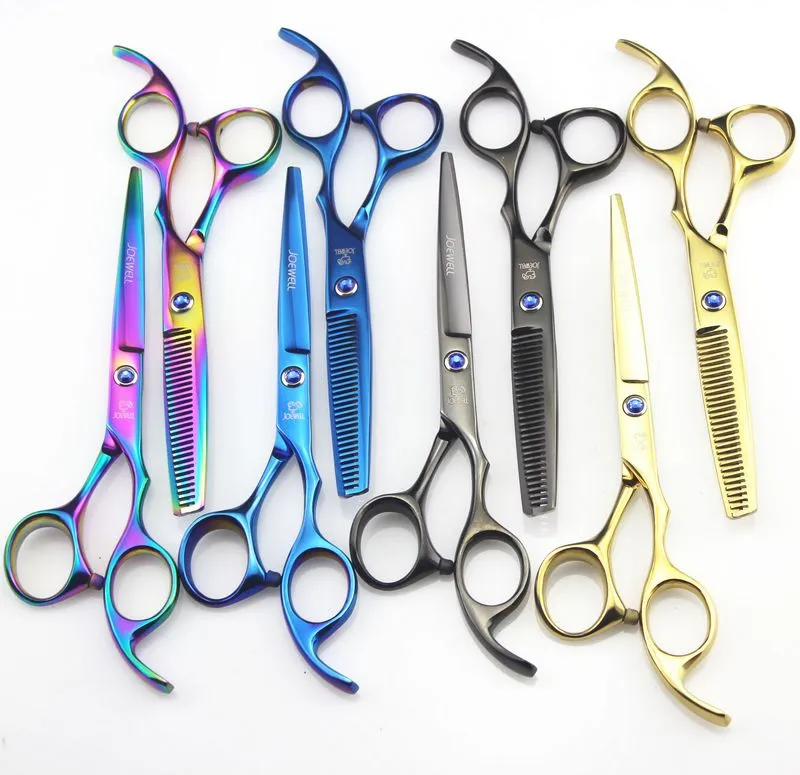 Joewell 5,5 tum / 6,0 tum 4 Colros Hair Scissors Skärning / Tunna Saxar Blå / Balck / Rainbow / Gold