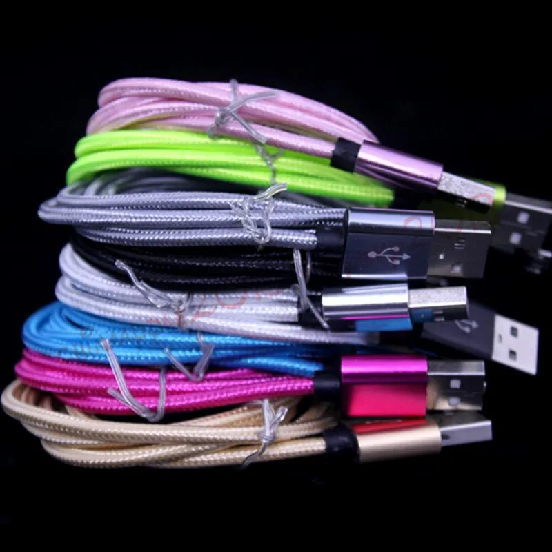 1M 2 M 3M Tkanina Stopowa Kabel Pleciony Typ C Micro USB Kable ładowarki dla Samsung S4 S6 S7 HTC Android Telefon