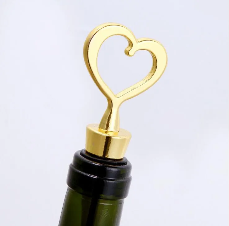 Herbruikbare Bar Gereedschap Gouden Wijnopener Stopper Liefde Set Geschenkdoos Elegante Hartvormige Fles Openers Kurkentrekker Champagne Valentines Bruiloft Souvenir Gift Party Gunst