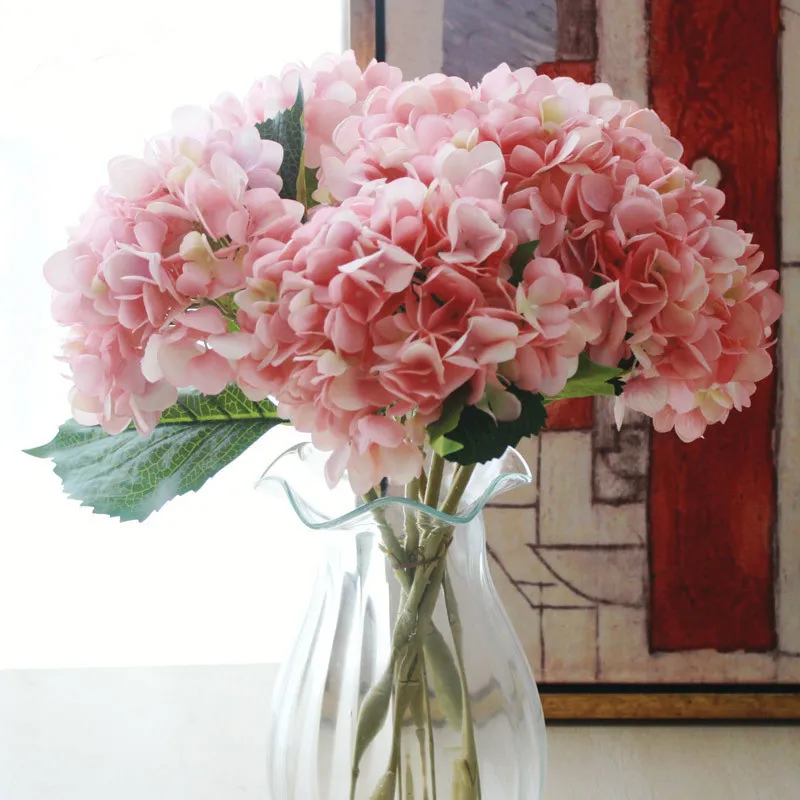Künstlicher Hortensienblütenkopf, 47 cm, künstliche Seide, einzelne Hortensien mit echtem Touch, 16 Farben für Hochzeit, Tafelaufsätze, Zuhause, Party, dekorativ