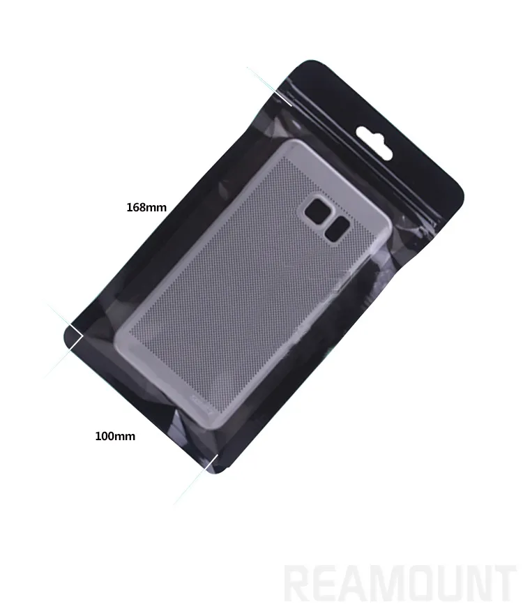 100 шт. розничные пакеты на молнии для чехла для iPhone 7, пластиковые черные упаковочные пакеты на заказ для iPhone X 7 Plus Case4715981