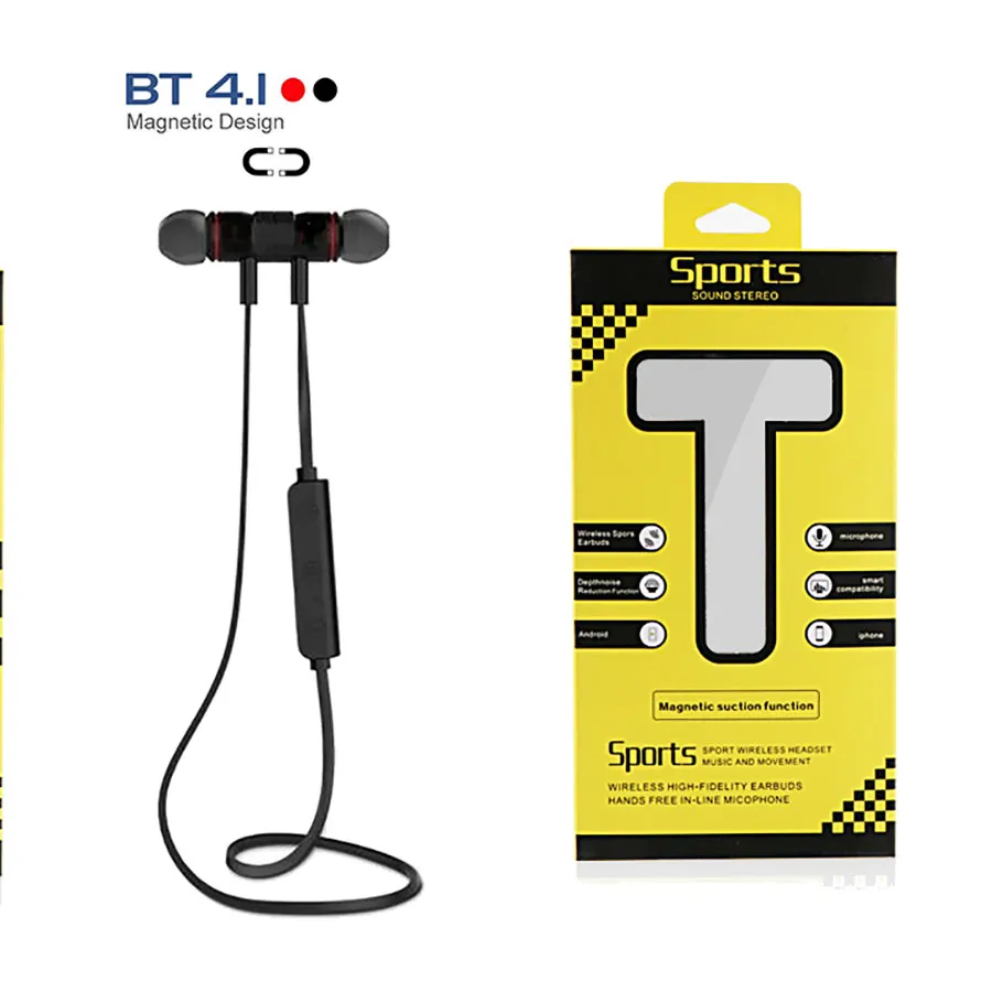 XT-6 magnetische In-Ear-Freisprech-Kopfhörer, Bluetooth v4.1, Stereo-Sport-In-Ear-Musik-Ohrhörer mit Mikrofon für Mobiltelefone