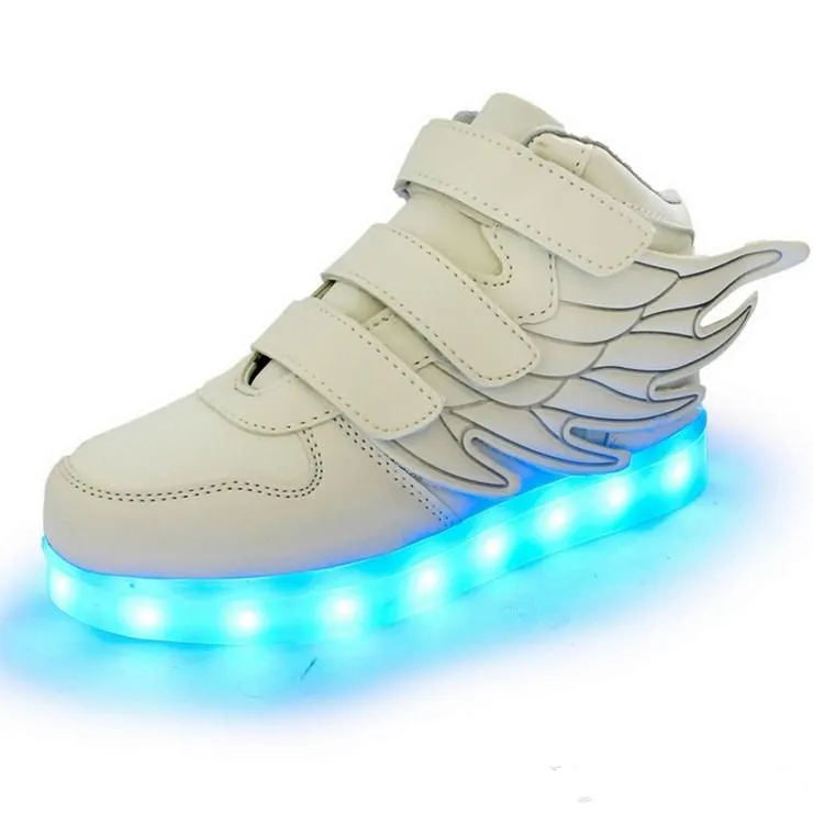 子供のための子供のための靴のための靴のための靴のためのカジュアルなマルチ6色の翼の靴カラフルな輝く赤ちゃん男の子と女の子のスニーカーUSB充電ライトアップシューズ