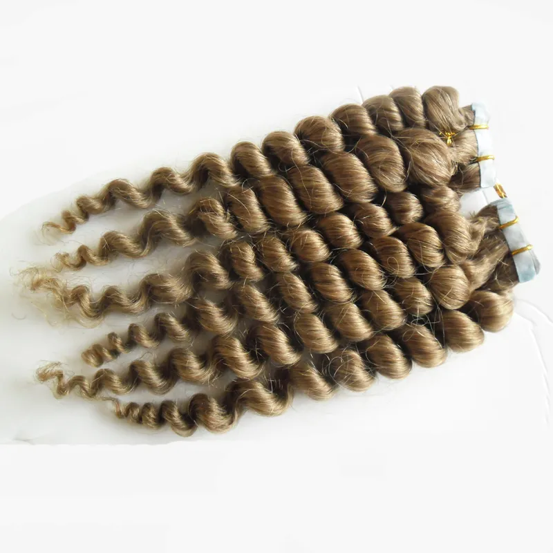 Extensões soltas brasileiras do cabelo da fita de trama da pele do cabelo do Virgin da onda 100g (40pcs) fita em extensões do cabelo humano