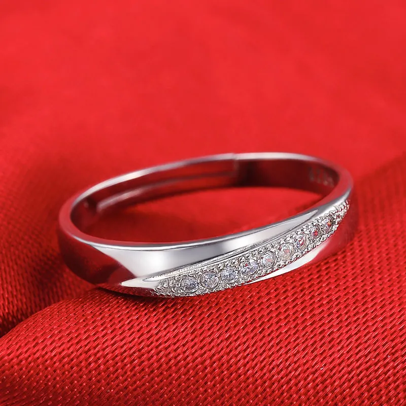 Nuovi anelli di coppia in argento sterling massiccio 925 donna uomo anelli di fidanzamento di nozze anelli regolabili fascia nuovo anello di gioielli N215812917