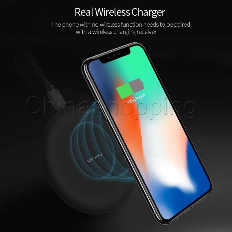 Fast Qi Wireless Charger Quick Charging USB Power Adapter لـ iPhone13 12 Mini 11 Pro XS Max 7 8 Plus Samsung S20 8 S9 Plus 5V 2A 9V 1.67A مع حزمة البيع بالتجزئة