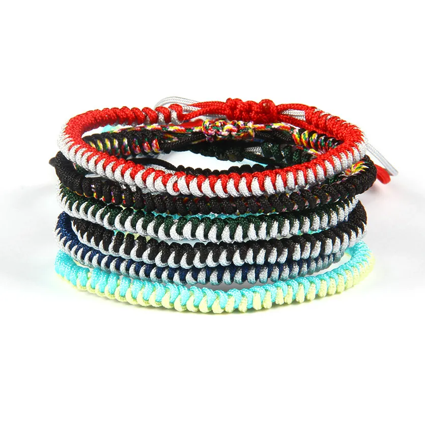 Fashion Summer Sandbeach Jewelry Wholesale 10pcs/lot Mix 2 Colors String Tibetan Buddhist Braided Knots Lucky Rope Bracelet For Gift