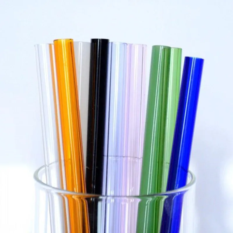 Factory Direct Sale Colored Borosilicate Cocktail Glass Rietjes 7 Inch 8mm Straat Drinkstro Voor Party Snelle verzending
