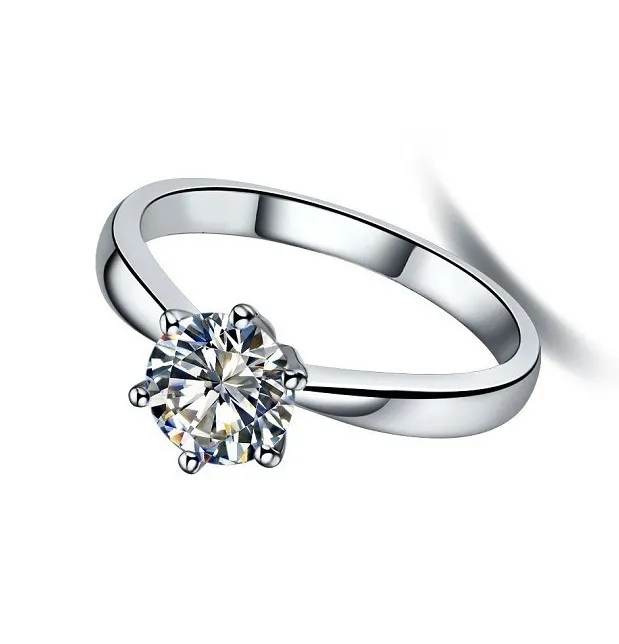 En gros 18K Placage Élégant 1Ct Anneaux De Mariage pour Femmes Ladys Finger Bijoux Sterling 925 Ruban Bague De Fiançailles pour Femmes