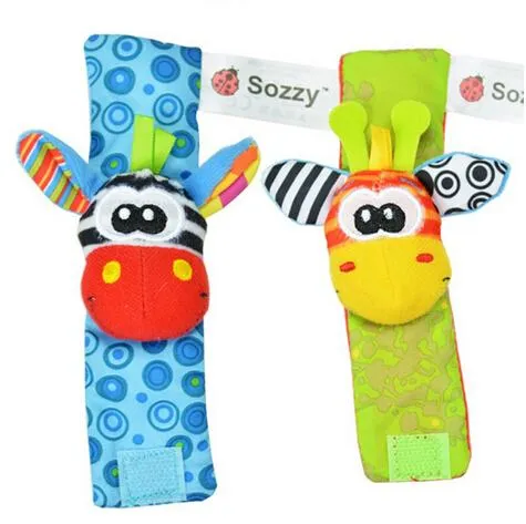 Stuffed Plush Animals Baby Sock Style Sozzy Babys toys Rattle Wrist Donkey Zebra Wrist Rattles and Socks Toy 9630386