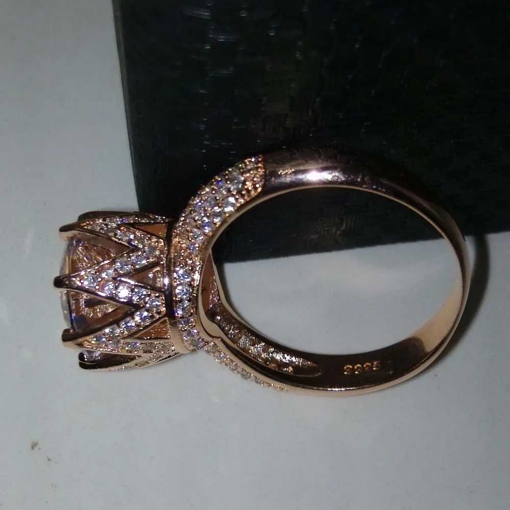 Choucong Rose Gold Ring Ronde Cut 8ct Steen 5A Zirkoon CZ 925 Sterling Zilveren Dames Engagement Bruiloft Band Ring