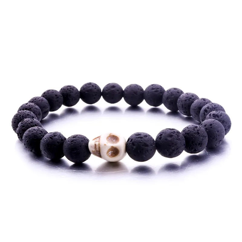8mm Natural Black Lava Stone Beads Turchese braccialetto del Braccialetto DIY Diffusore di olio essenziale bracciale le donne Gioielli Yoga