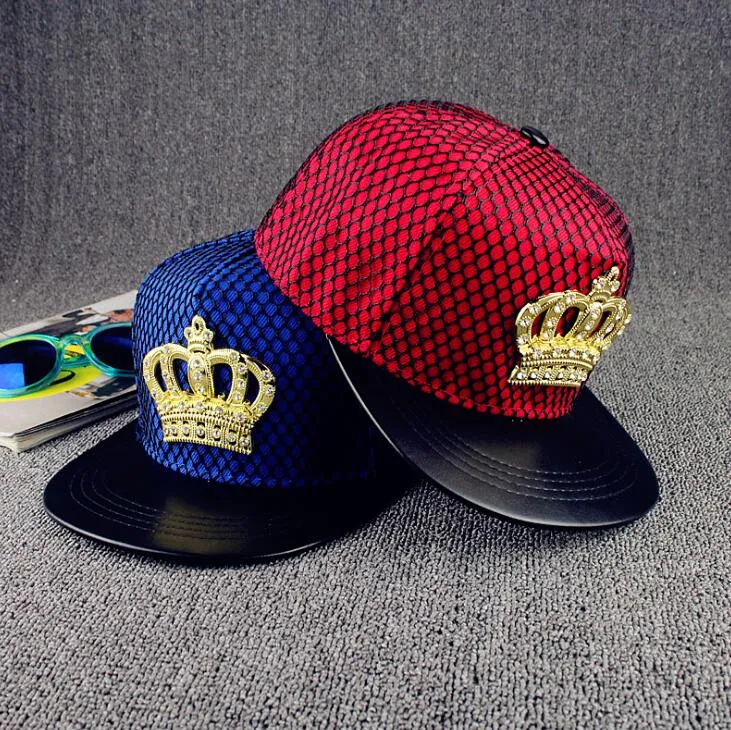 Tide Crystal Metal Crown Designer Hoeden voor mannen Nieuw gaas ademende hiphop honkbal caps mannen high street heren caps gratis verzending