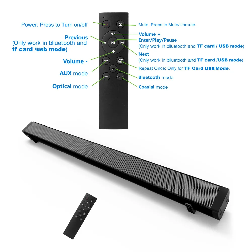 1st LP09 Sound Bar Subwoof Bluetooth Speaker Home TV Echo Wall Soundbar UDisk Plugging Högtalare Wallmounted Remote Control9652656