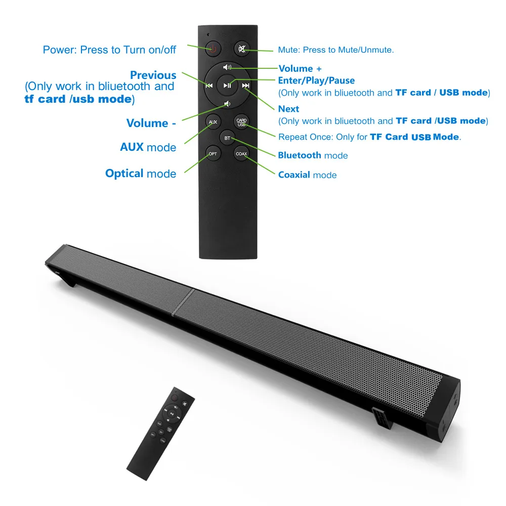 LP09 Sound Bar Subwoof Altoparlante Bluetooth TV di casa Echo Soundbar da parete Udisk Collegamento dell'altoparlante Telecomando a parete9652656