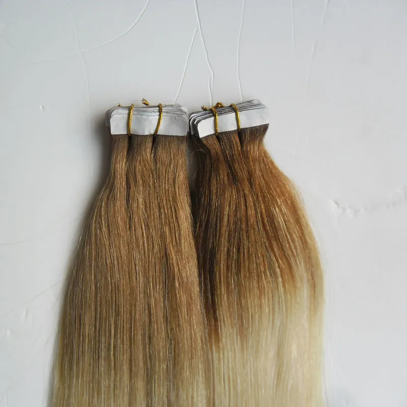 T4 / 613 Tape In Hair Extensions Ombre Straight Package 100 gram Mänskliga hår Straight Ombre Skin Weft Hårförlängningar