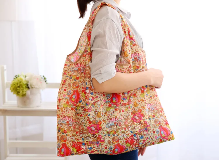 Large size portable shopping bags foldable shopping bag large capacity polyester material environmental protection eco storage bag