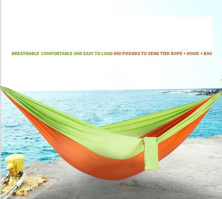 Przenośne łóżko Huśtawka Wiszące Krzesło Lekkie Outdoor Garden Spadochron Hamak Wędrówki Traveling Emergence Survival Sleep Yoga Hammocks