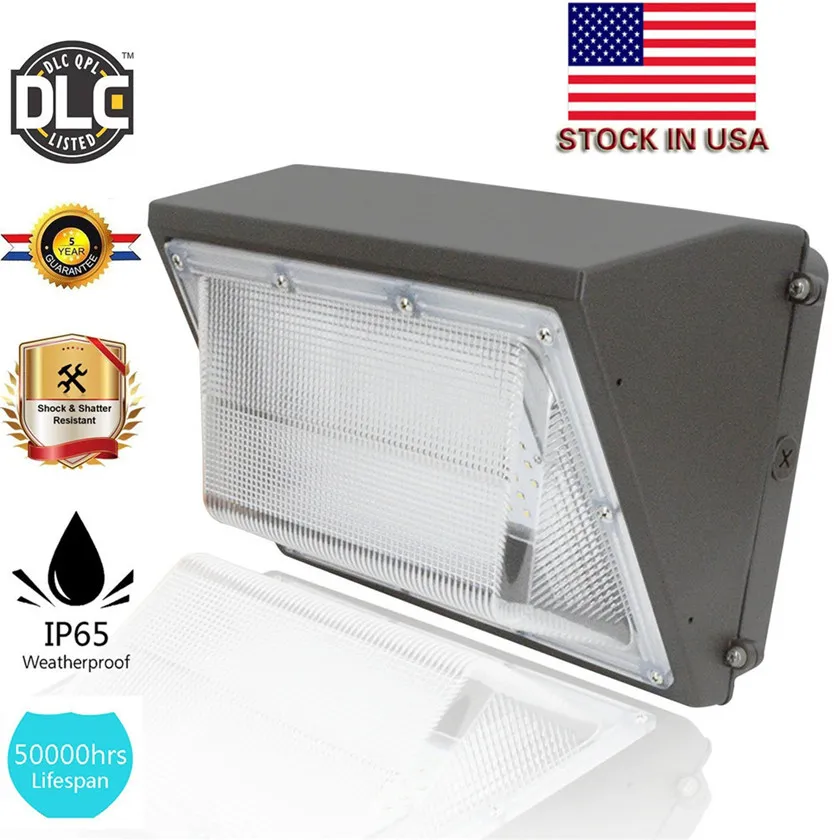 UL DLC Godkänn utomhus LED Väggpaket Ljus 100W 120W Industriell väggmontering LED Lighting Daylights 5000K AC 90-277V med medelbrunnsförare