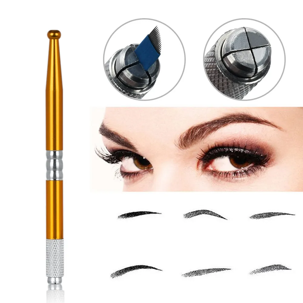 Permanent Makeup Eyebrow Pen Tattoo Manual Microblading Needles Cosmetic Embroidery Blade Red Gold Pink Tattooing Supplies