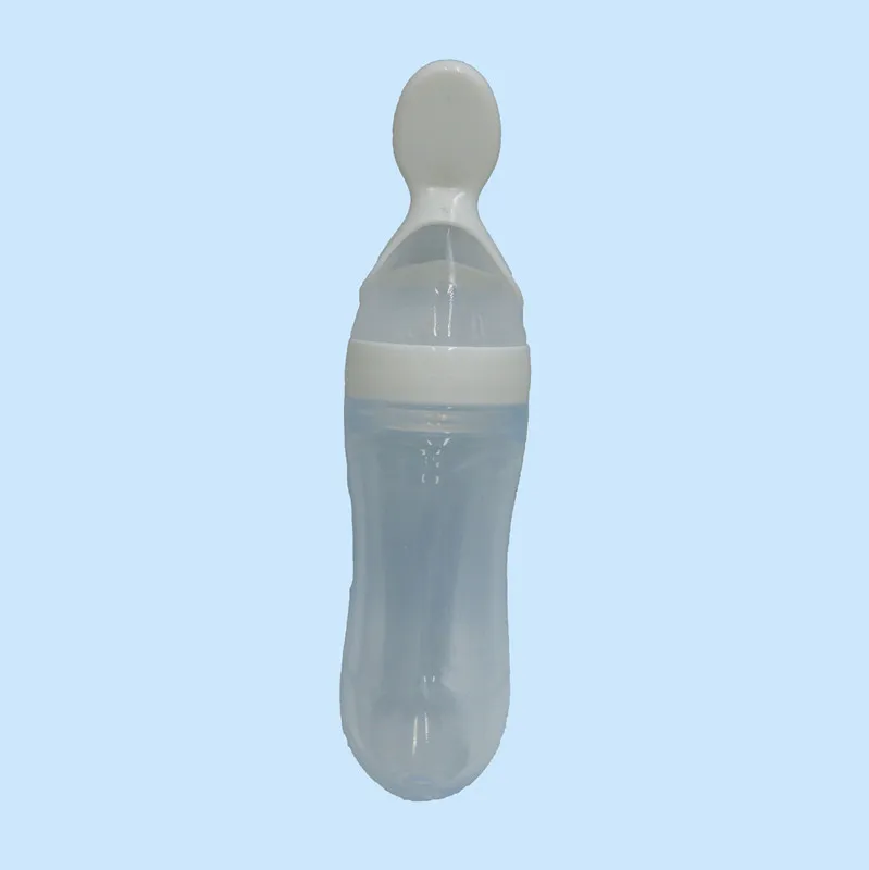 90ml Butelka do karmienia dla niemowląt z łyżką butelki silikonowej karmienia niemowląt suplement spożywczy ryżowy 5 kolorów Najlepsza jakość C2485