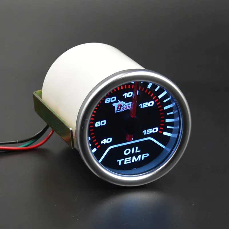 Oil Temperature Gauge, 2in 52mm ABS Car Oil Temperature Gauge Pointer  7-Colors LED Oil Temp Meter with Sensor