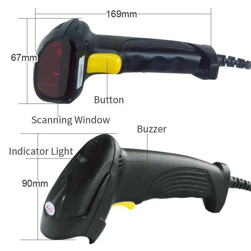 Supermercado Handheld Barcode Scanner, Leitor de Código de Barras