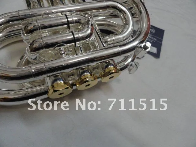 New Arrive Bb Pocket Trumpet Ottone di alta qualità placcato argento superficie tromba strumento musicale di marca con custodia