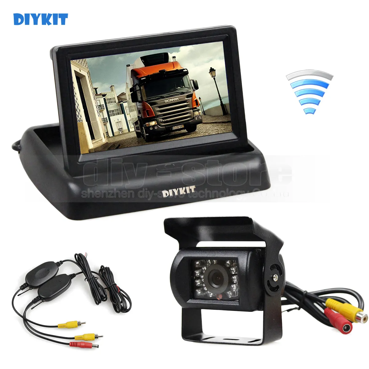 DIYKIT Sem Fio 4.3 polegadas Dobrável Monitor de Visão Traseira Do Carro Monitor de CCD À Prova D Água Reversa Backup IR Night Vision Truck Bus Câmera