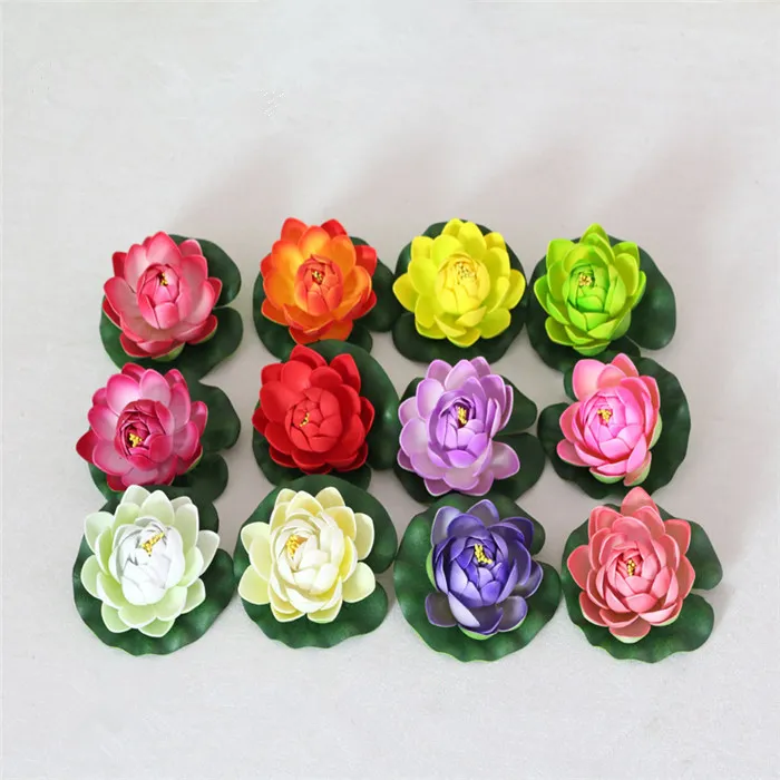 100 adet 10 CM Çapı Güzel Yapay Lotus Çiçek Yüzen Su Çiçekler Noel Süs Düğün Parti Dekorasyon Malzemeleri Için