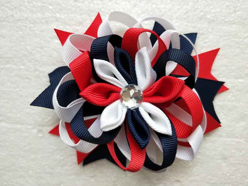 20 st 4 tums barnspolade blommor hårklipp bågar handgjorda boutique headwear band bowknot romantisk kanzashi tjej hår tillbehör hd3552