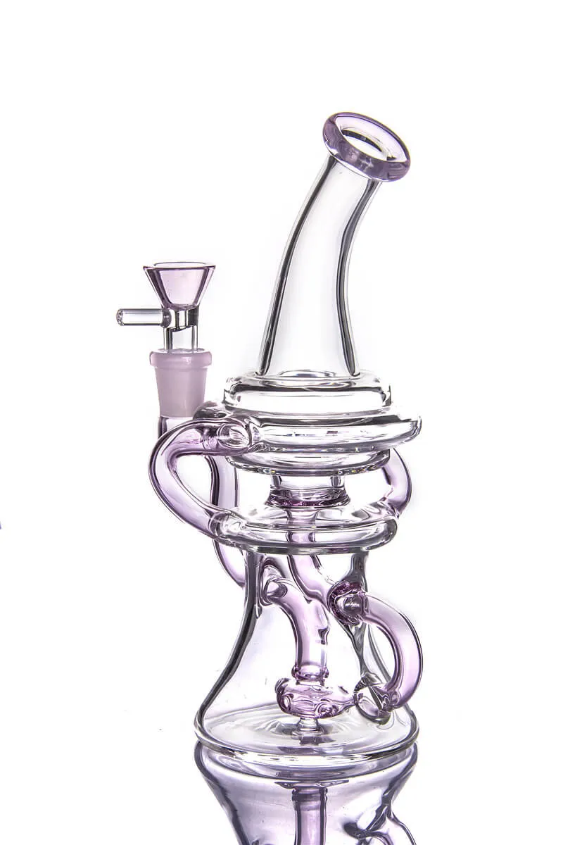 Girly Bongs Recycler Pink Dab Rig Tubo de agua de cristal barato al por mayor 8 pulgadas y junta de 14 mm