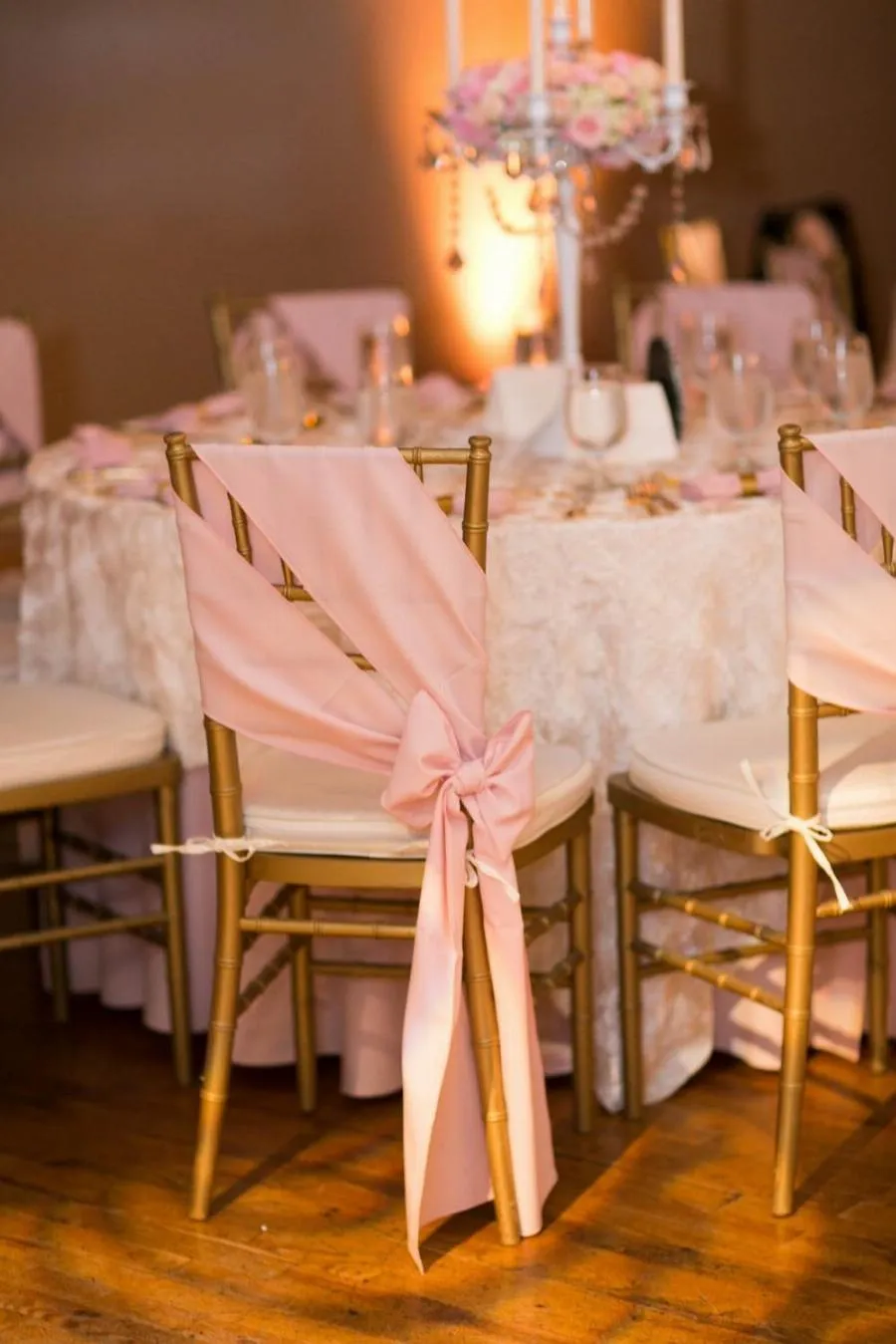 Simple New Coming Pink Bow Romantique Classique Custom Made Longueur Fournitures De Mariage Mariage Evens Chair Sash