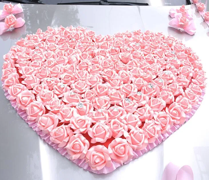 Wedding Car Decoration Flower Set Artificial Rose Heart-Shaped