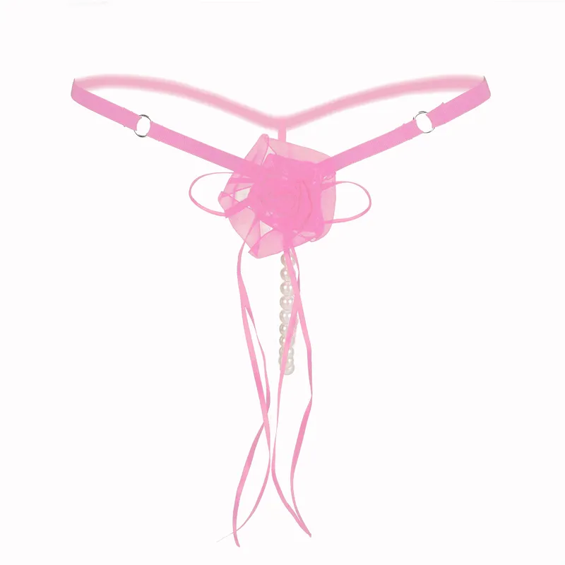 Intimo donna rosa perizoma mutandine sexy perla con apertura sul cavallo biancheria intima floreale regalo di compleanno San Valentino lingerie erotica prodotto del sesso