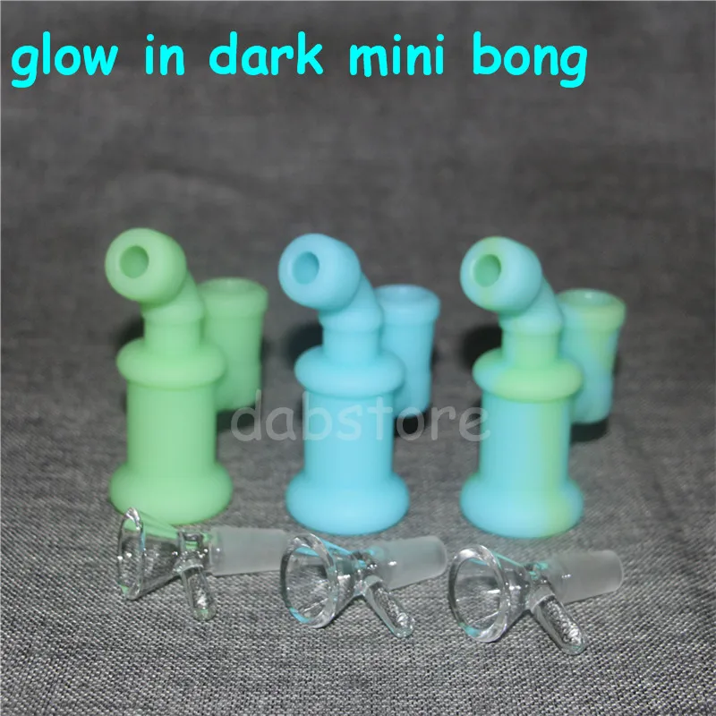 Mini Glass Dab Rig Water Bong Glow in the Dark Oil Rigs Rivestimento smerigliato Bong ad acqua Fluorescent Small Recycler Water Pipe