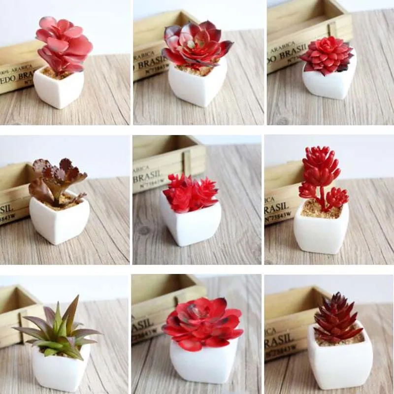 Multi Styles Artificial Plants With Vase Bonsai Tropical Cactus Fake Succulent Potted Office Home Decorative Flower Pots