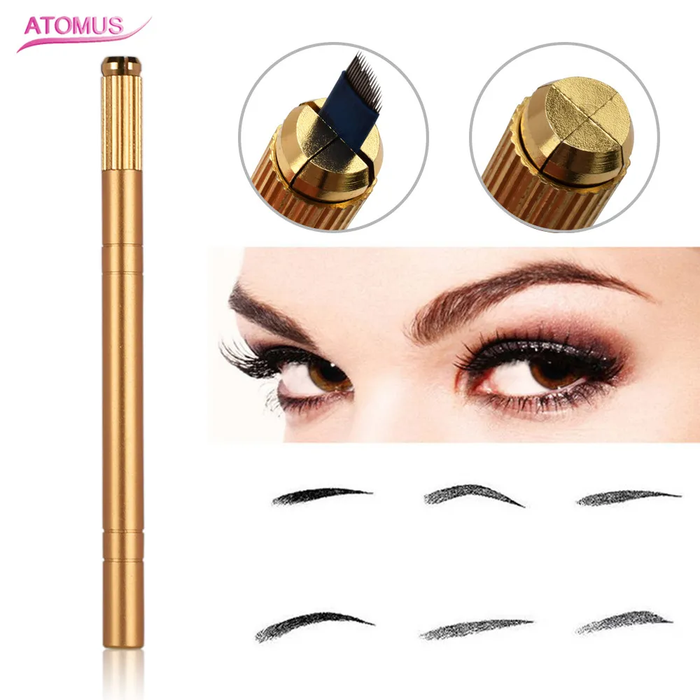 4-Ring-Vertikal-Einzelkopf-Edelstahl-Profi-Permanent-Make-up-Handbuch-Kosmetik-Tattoo-Augenbrauenstift für Permanent-Make-up-Augenbrauen-Tätowierung