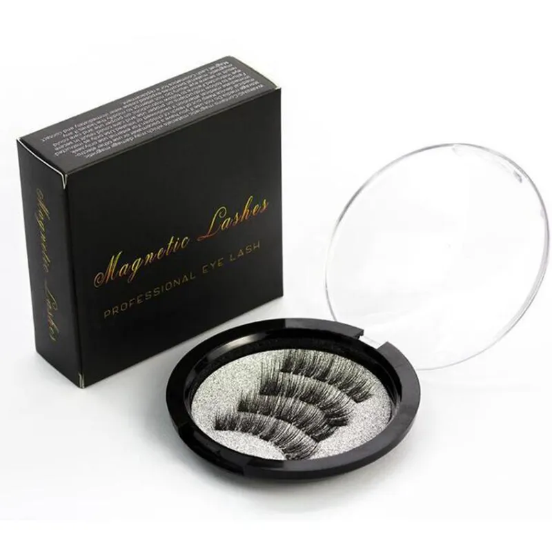 Eyelashes magnéticos 3D artesanais Mink Reusável Ímã falso pestanas triplas Natural cabelo macio ímã ímã oleosos 4 pcs / 2pair