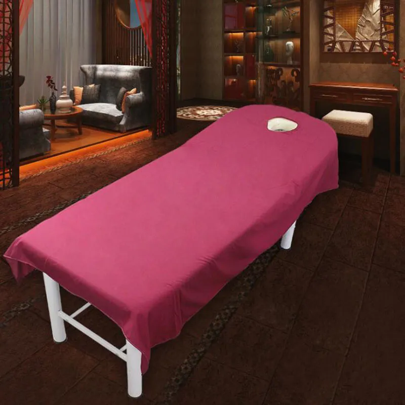 80*190cm Cosmetic salon sheets SPA massage treatment bed table cover sheets with hole Sheet 