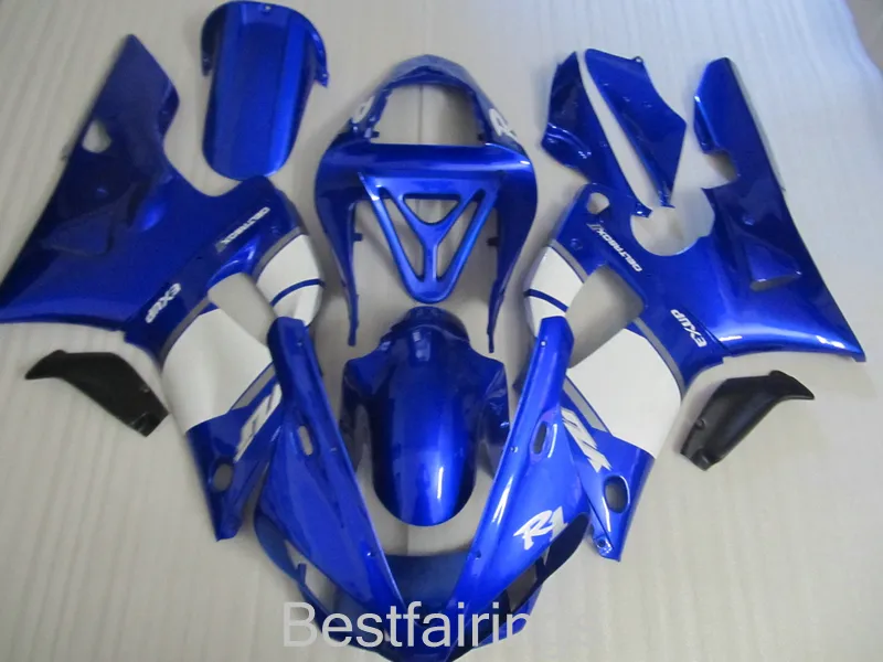 Gratis Custom Fairing Kit för Yamaha R1 2000 2001 Vitblå Fairings YZF R1 00 01 FG35