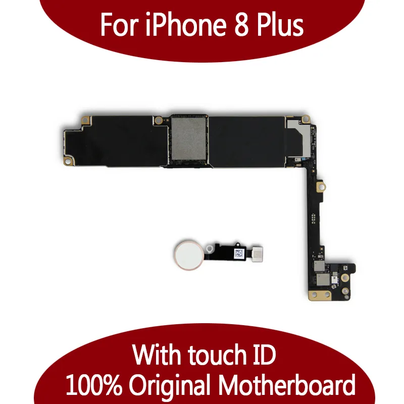 För iPhone 8 Plus 64 GB 256 GB Original Motherboard med fingeravtryck iOS System Logic Board Mainboard med Touch ID Låst