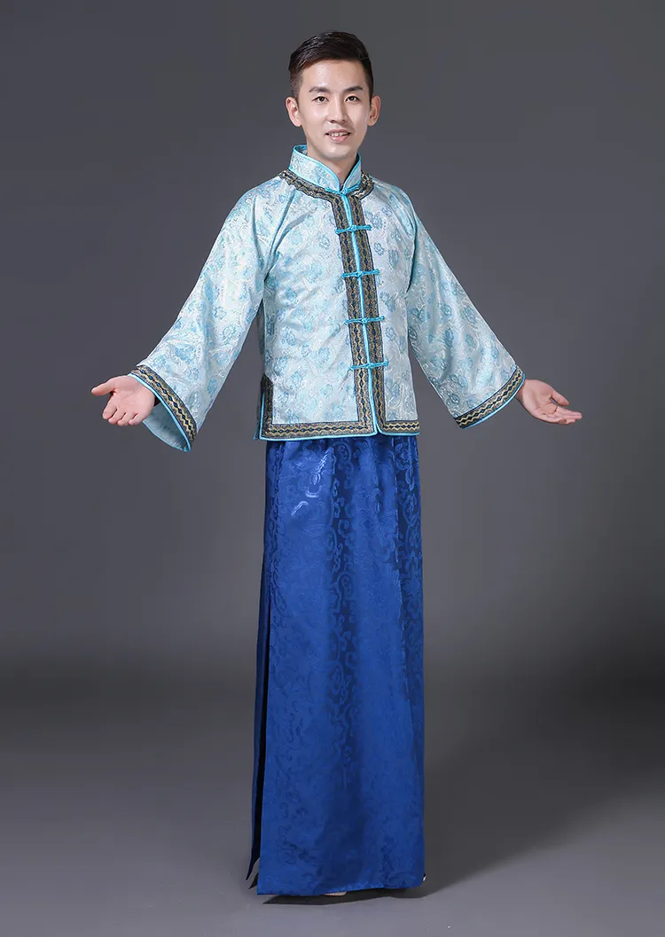 antiga dinastia Qing vestuário Roupa étnica chinesa tradicional chinesa Homens Cheongsam Tang terno traje oriental Hanfu masculino vestido