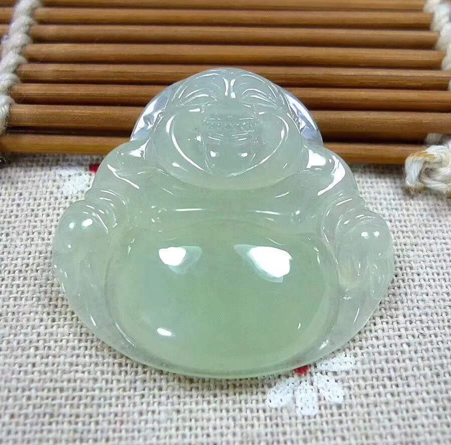 Antiek natuurlijk een ijzige witte Jadeite Jade Boeddha God