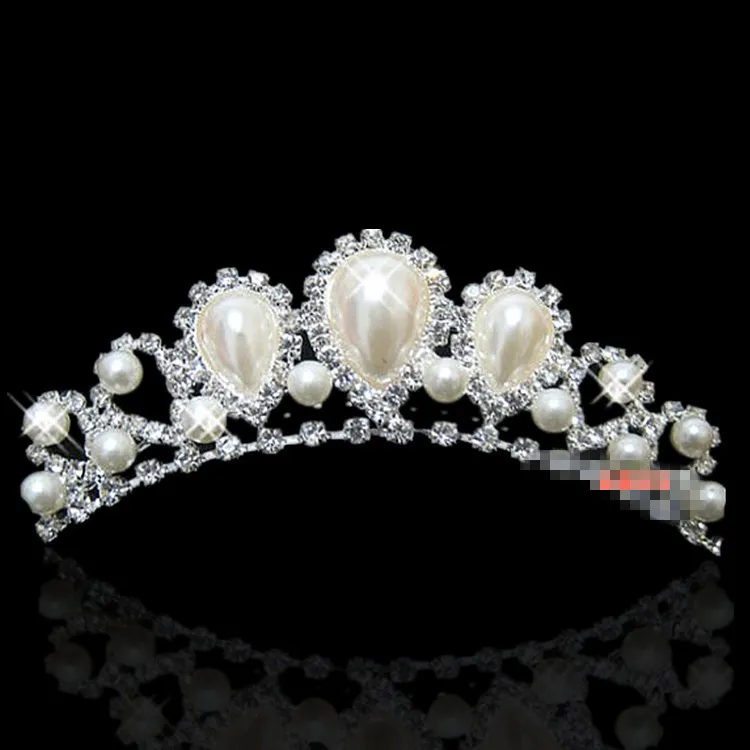 Em estoque barato bonito elegante mitação pérola strass incrustação coroa tiara casamento noiva pente de cabelo coroas para festa de formatura 2541