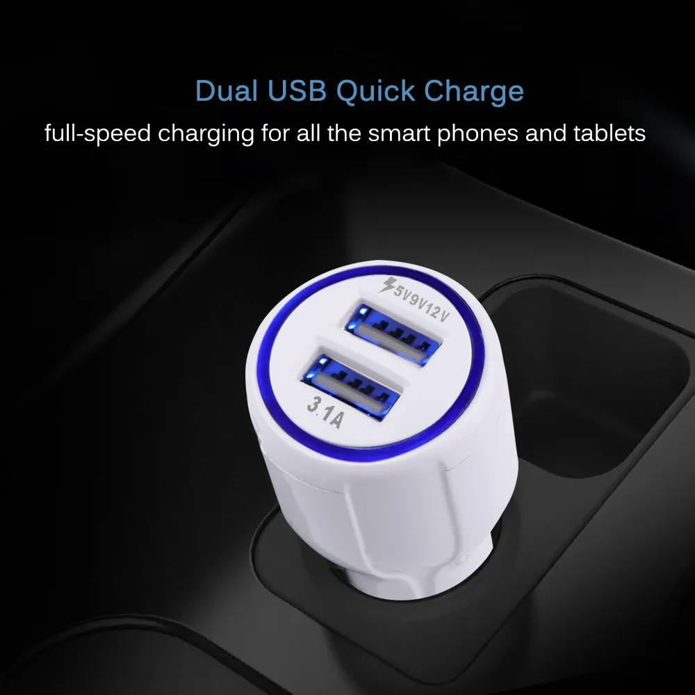 Pour Samsung Galaxy S9 QC 3.0 chargeur de voiture rapide 3.1A Charge rapide double Port Usb pour iPhone X avec paquet OPP